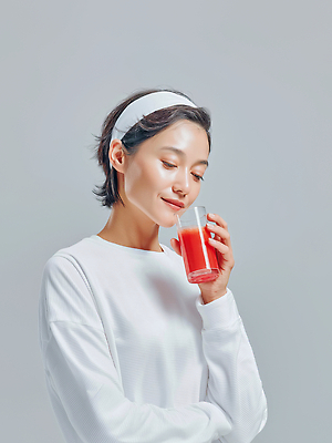 JPG 편집이미지 여자 패션 행복 감정 음료 표정 건강 미소 일상 빨간색 촬영 흰색 의료성형뷰티 스타일 편집실사 AI인물포토 AI콘텐츠 컬러 사람 라이프 CG 파일형식 AI포토