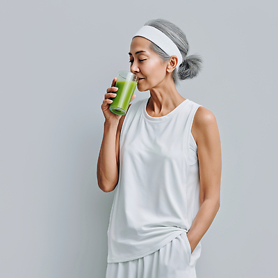 JPG 편집이미지 라이프스타일 웰빙 여자 노년 건강 미소 운동복 운동 녹즙 수분섭취 스무디 스트레스해소 의료성형뷰티 편집실사 AI인물포토 AI콘텐츠 옷 음료 표정 사람 성인 생활 즙 CG 파일형식 AI포토