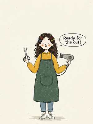 JPG 손 옷 패션 컬러 일러스트 모션 웃음 머리 작업 미용실 드라이어 미용사 이발 허리 준비 스타일링 국내일러스트 직업 표정 신체부위 미용용품 뷰티샵 파일형식