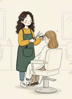 JPG 헤어스타일 의자 일러스트 여러명 머리 미용용품 작업 미용실 편안함 미용사 이발 고객 서비스 바쁨 샴푸 관심 꾸미기 스타일링 국내일러스트 직업 가구 다수 사람 신체부위 위생용품 감각 뷰티샵 오브젝트 파일형식