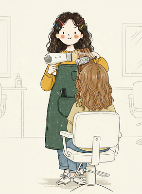 JPG 헤어스타일 의자 일러스트 기술 머리카락 머리 거울 미용용품 미용실 드라이어 미용사 이발 고객 소통 스타일링 전문 국내일러스트 직업 가구 컨셉 신체부위 뷰티샵 오브젝트 파일형식