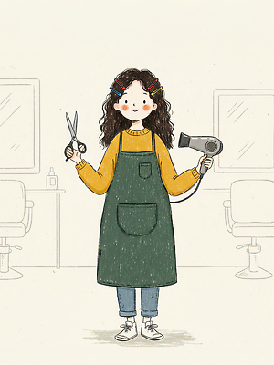 JPG 긴머리 헤어스타일 손 옷 의자 일러스트 실내 귀걸이 거울 미용용품 작업 미용실 드라이어 미용사 고객 서비스 소음 전문 스타일 국내일러스트 직업 가구 장신구 내부 신체부위 소리 뷰티샵 오브젝트 파일형식