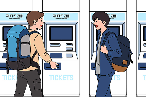 아시아 육상교통 여행 컨셉 가방 관계 대중교통 말하기 사람 역 파일형식 벡터 티켓 기차 남자 대화 배낭 친구 여행가방 한국 국내여행 기차역 대기 상담 통신 결제 서비스 이동 일러스트 국내일러스트 AI파일