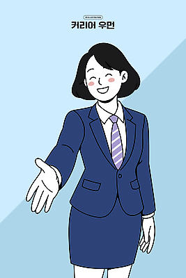 캐릭터 여자 하늘색 일러스트 비즈니스 직장 표정 미소 정장 손짓 일상 만남 인사 자신감 모던 이미지 밝은색 의사소통 국내일러스트 AI파일 옷 감정 컨셉 회사 모션 사람 라이프 파란색 예절 파일형식 벡터