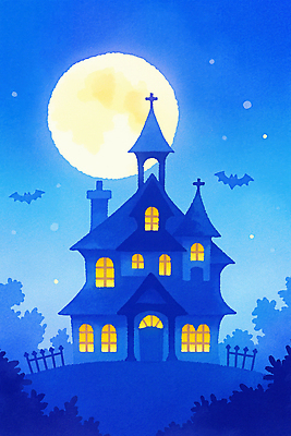 JPG 나무 별 일러스트 하늘 주택 미소 풍경 빛 평화 정원 어둠 고요 낭만 보름달 빈티지 초승달 신비 그림 박쥐 국내일러스트 AI일러스트 AI콘텐츠 자연요소 식물 컨셉 포유류 표정 건물 달 파일형식