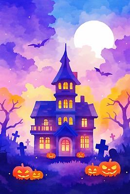 JPG 나무 일러스트 호박 미술 풍경 장식 빛 정원 축제 할로윈 안개 달 무덤 분위기 신비 그림 공포 박쥐 고딕 국내일러스트 AI일러스트 AI콘텐츠 자연요소 식물 컨셉 채소 포유류 날씨 문화예술 파일형식