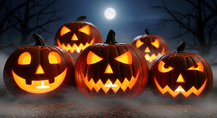 JPG 편집이미지 전통 촛불 호박 표정 풍경 이벤트 장식 축제 어둠 할로윈 달 유령 즐거움 이미지편집 AI컴퓨터그래픽 AI콘텐츠 자연요소 감정 채소 초 파일형식