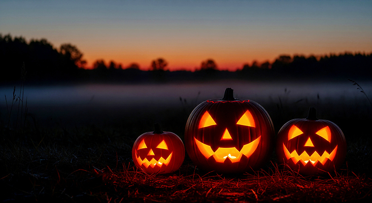 JPG 편집이미지 호박 디저트 풍경 야외 장식 빛 축제 할로윈 안개 저녁 신비 잭오랜턴 이미지편집 AI컴퓨터그래픽 AI콘텐츠 음식 컨셉 채소 날씨 야간 파일형식