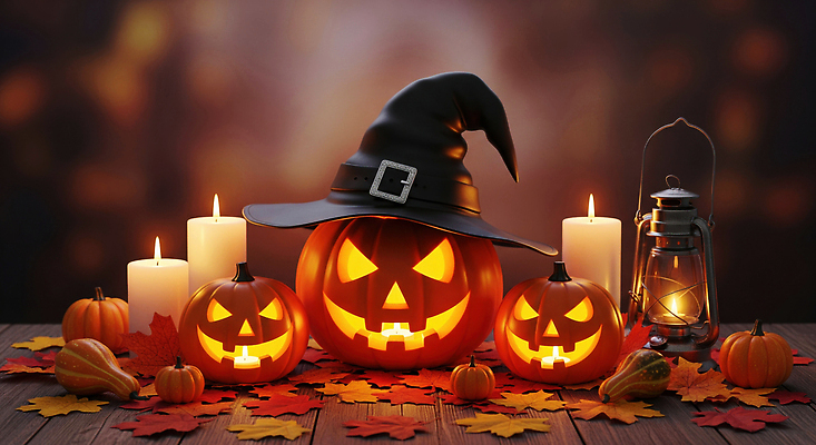 JPG 편집이미지 전통 잎 촛불 가정 탁자 호박 조명 장식 파티 할로윈 분위기 마법 창의성 이미지편집 AI컴퓨터그래픽 AI콘텐츠 식물 가구 컨셉 채소 초 이벤트 파일형식