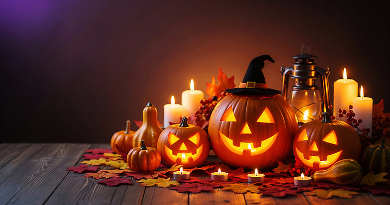 JPG 편집이미지 전통 감정 컬러 단풍 촛불 호박 밝음 장식 파티 할로윈 등불 분위기 저녁 이미지편집 AI컴퓨터그래픽 AI콘텐츠 컨셉 잎 채소 초 조명 이벤트 야간 파일형식