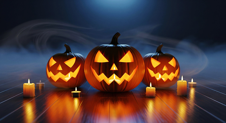 JPG 편집이미지 초 촛불 호박 장식 빛 축제 방 할로윈 분위기 신비 연휴 잭오랜턴 이미지편집 AI컴퓨터그래픽 AI콘텐츠 컨셉 채소 공휴일 파일형식