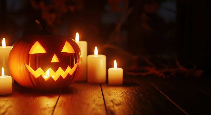 JPG 편집이미지 전통 감정 컬러 촛불 호박 조명 장식 빛 파티 축제 할로윈 분위기 편안함 이미지편집 AI컴퓨터그래픽 AI콘텐츠 컨셉 채소 초 이벤트 감각 파일형식