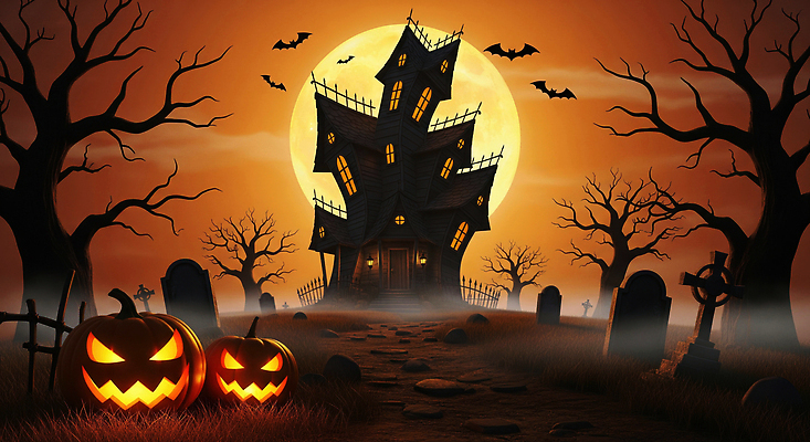 JPG 나무 편집이미지 백그라운드 호박 조명 사탕 축제 할로윈 무덤 신비 그림 유령의집 이미지편집 AI컴퓨터그래픽 AI콘텐츠 식물 컨셉 채소 디저트 파일형식