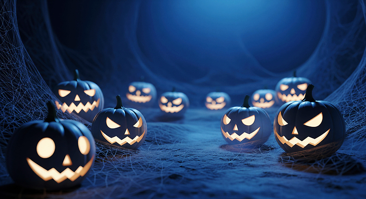 JPG 편집이미지 전통 기념일 호박 조명 장식 빛 축제 할로윈 분위기 신비 거미줄 공포 잭오랜턴 이미지편집 AI컴퓨터그래픽 AI콘텐츠 컨셉 채소 이벤트 파일형식