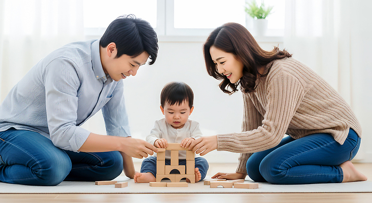 JPG 편집이미지 교육 어린이 거실 가족 모션 놀이 함께함 사랑 부모 블록 아기 시간 즐거움 소통 편집실사 감정 컨셉 관계 사람 CG 파일형식