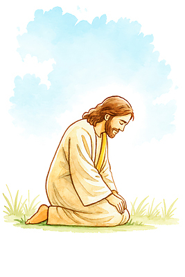 컨셉 모션 라이프 신_종교 생태계 파일형식 예수 기도 초원 자연 고요 하늘 평화 무릎꿇기 종교 감정 그림 예술 뷰티풀 일상 일러스트 국내일러스트 JPG