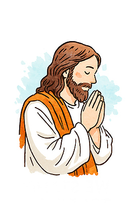 감정 종교 신체부위 머리 신_종교 파일형식 예수 기도 수채화 그림 묘사 머리카락 수염 손 감사 믿음 표현 기독교 예술 일러스트 국내일러스트 JPG