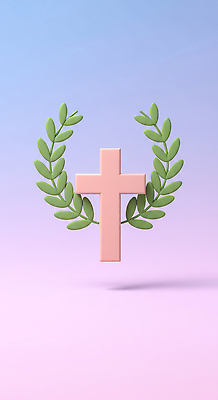 JPG 편집이미지 디자인 종교 예술 상징 십자가 잎 그래픽 평화 기독교인 심볼 파스텔 조화 편집3D 식물 기독교 컨셉 학용품 3D 파일형식