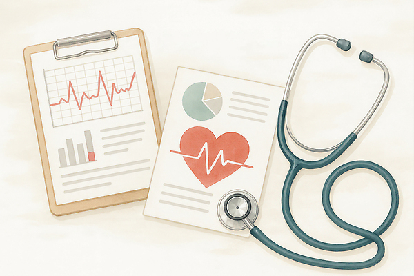 JPG 일러스트 의학 청진기 통계 그래프 건강 치료 건강관리 자료 진료 환자 정보 전문직 맥박 분석 보고서 검사_조사 예방 서류판 국내일러스트 직업 컨셉 의료기기 관리 사무용품 파일형식