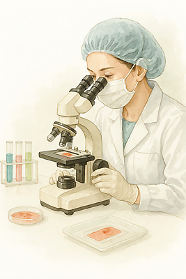 JPG 과학 일러스트 세포 현미경 실험기구 실험 견본 관찰 실험실 연구원 분석 시험관 생물학 미생물 방역복 국내일러스트 직업 옷 교육 컨셉 모션 생물 방역 파일형식