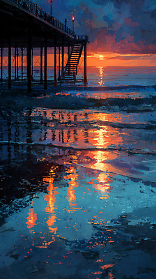 JPG 여유 물결 바다 컬러 일러스트 자연 하늘 풍경 해변 여름 반짝임 반사 평화 고요 황혼 일몰 방파제 뷰티풀 수평선 국내일러스트 계절 공공시설 감정 컨셉 모션 노을 생태계 파일형식