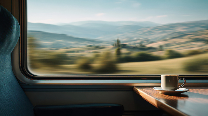 식기 계절 감정 음료 육상교통 가구 컨셉 창문 대중교통 CG 생태계 파일형식 기차 여행 커피 창가 자연 풍경 언덕 평화 탁자 잔 여유 힐링 이동 편집실사 편집이미지 JPG 가을