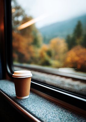 계절 음료 육상교통 컨셉 창문 대중교통 CG 생태계 파일형식 기차 커피 창가 풍경 산 따뜻함 여행 휴식 자연 분위기 컬러 고요 감상 편집실사 편집이미지 JPG 가을