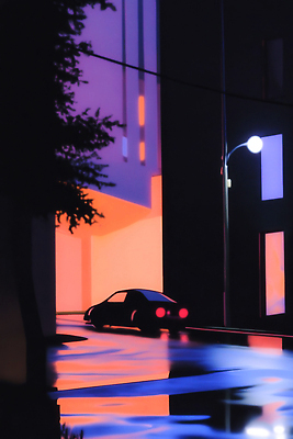 건축물 공공시설 길 육상교통 컨셉 교통시설 야간 파일형식 풍경_경치 도시 야경 자동차 도로 주행 가로등 반사 컬러 풍경 건물 예술 밝음 어둠 주말 차선 거리 풍요 그림 일러스트 국내일러스트 JPG