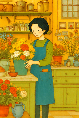 식물 디자인 꽃 컨셉 사람 취미 라이프 태양 상점 생태계 냄새 파일형식 꽃집 여자 꽃다발 작업 자연 정원 인테리어 예술 생동감 공예 일상 분위기 햇빛 향기 창의성 일러스트 국내일러스트 JPG