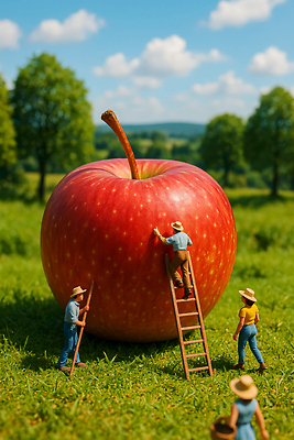 직업 계절 감정 농업 과일 도구 CG 생태계 파일형식 농부 사과 수확 사다리 농사 작업 자연 여름 풍경 기쁨 편집실사 편집이미지 JPG