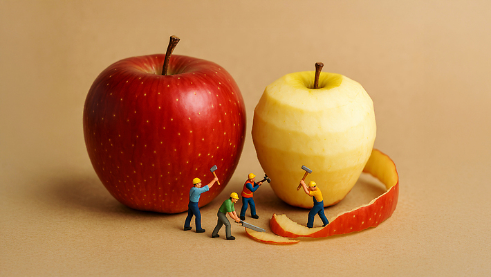 컬러 과일 모형 CG 파일형식 사과 작업자 조각 껍질 노란색 빨간색 미니어처 모션 조화 크기 디자인 편집실사 편집이미지 JPG