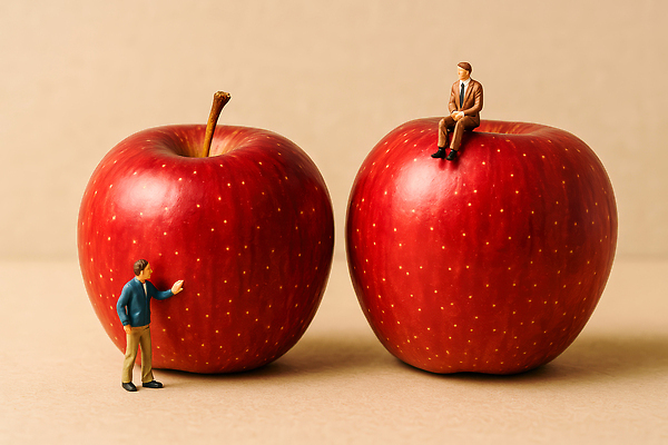 컬러 과일 관계 말하기 라이프 모형 CG 파일형식 사과 사람 인형 미니어처 대화 빨간색 일상 상상 창의성 풍경 오브젝트 친구 편집실사 편집이미지 JPG