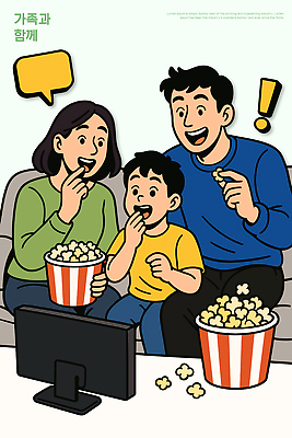 행복 문화 어린이 거실 일러스트 가족 모션 휴식 대화 웃음 취미 소파 과자 시간 영화 즐거움 관람 공동체 Popcorn 국내일러스트 AI파일 감정 컨셉 의자 관계 문화예술 디저트 표정 말하기 사람 파일형식 벡터