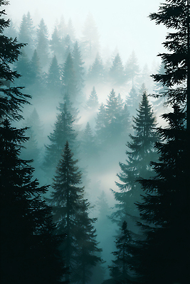 JPG 나무 편집이미지 자연 아침 풍경 초록색 평화 고요 안개 숲속 숲 달빛 힐링 이미지편집 주간 식물 컬러 컨셉 날씨 달 생태계 파일형식