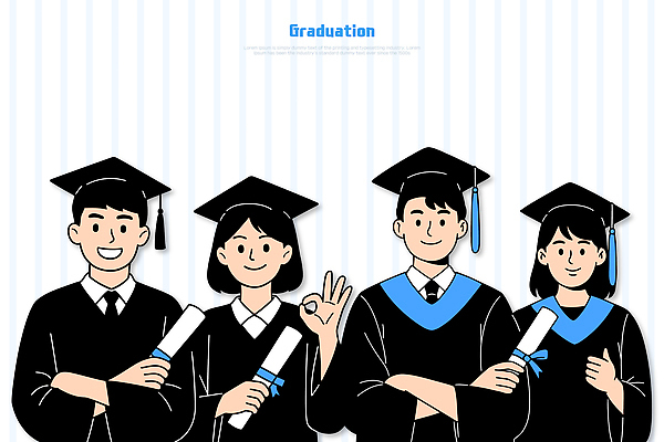 학생 옷 교육 감정 컨셉 졸업 학교 관계 표정 이벤트 파일형식 벡터 졸업식 기쁨 기념 가운 졸업장 웃음 대학교 성공 수료 축하 기념일 연령 동료 대학생 일러스트 국내일러스트 AI파일