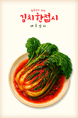 PSD 한국문화 한식 채소 일러스트 식탁 반찬 김치 전통음식 양념 저녁 배추 매움 레시피 김장 발효음식 먹거리 식사준비 집밥 국내일러스트 동양문화 전통 음식 탁자 한국 맛 야간 준비 파일형식