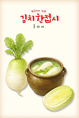 PSD 전통 한식 음식 채소 일러스트 재료 반찬 김치 한국 건강 요리 전통음식 맛 무 배추 발효 레시피 건강식 숙성 국내일러스트 아시아 컨셉 뿌리채소 파일형식