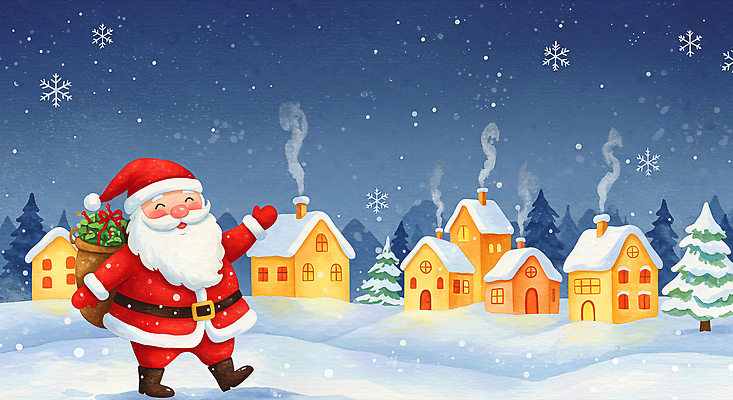 식물 계절 기념일 감정 컨셉 크리스마스 관계 건물 파일형식 산타클로스 겨울 마을 선물 즐거움 주택 연기 눈사람 축제 가족 따뜻함 나무 장식 행복 전통 축하 일러스트 국내일러스트 JPG