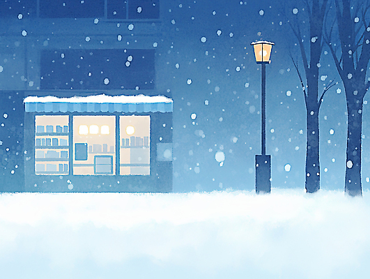 식물 계절 공공시설 눈_날씨 내부 상점 감각 야간 문학 파일형식 서점 겨울 가로등 나무 저녁 빛 풍경 고요 편안함 책 소설_책 눈송이 도시 조명 흰눈 실내 따뜻함 일러스트 국내일러스트 JPG