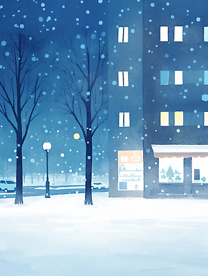 건축물 계절 공공시설 날씨 라이프 소리 감각 생태계 파일형식 겨울 도시 거리 건물 가로등 창문 빛 풍경 자연 소음 조용 기온 편안함 생명 뷰티풀 일상 일러스트 국내일러스트 JPG