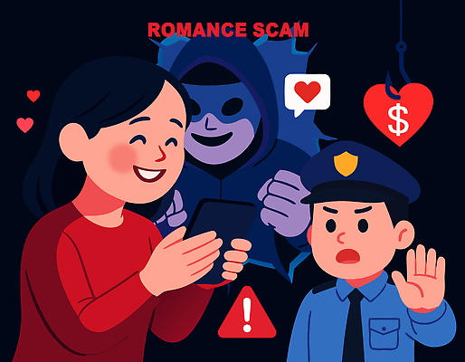 직업 그릇 감정 컨셉 말하기 사람 핸드폰 스마트기기 피해 사이버범죄 파일형식 벡터 로맨틱 사기그릇 예방 경고 경찰 대화 기쁨 스마트폰 사랑 심리 피해자 범죄 인터넷 여자 그림자 소통 정보 국내일러스트 일러스트 AI파일 로맨스스캠