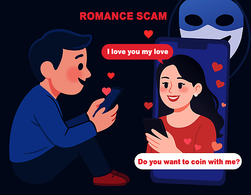 그릇 감정 컨셉 관계 말하기 사람 핸드폰 스마트기기 범죄 사이버범죄 파일형식 벡터 사기그릇 경고 커플 스마트폰 대화 메시지 사랑 피해 온라인 정보 소통 남자 여자 해커 속임수 국내일러스트 일러스트 AI파일 로맨스스캠