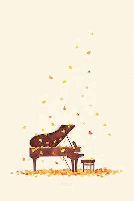 식물 감정 가구 컨셉 잎 모션 문화예술 건반악기 생태계 파일형식 피아노 음악 뷰티풀 자연 풍경 낙엽 조용 컬러 예술 감성 분위기 나무 황금 차분 앉기 의자 따뜻함 즐거움 일러스트 국내일러스트 JPG