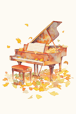 식물 가구 컨셉 잎 문화예술 내부 건반악기 생태계 파일형식 피아노 단풍 음악 자연 컬러 감정 낙엽 예술 의자 풍경 실내 뷰티풀 조화 소리 멜로디 감성 평화 일러스트 국내일러스트 JPG