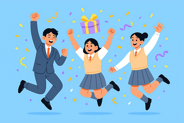 옷 교육 감정 컨셉 관계 표정 선물 이벤트 상자 파일형식 학생 기쁨 축하 교복 학교 활발 기념일 파티 즐거움 공동체 행복 웃음 친구 선물상자 연말 축제 모션 소통 JPG 일러스트 국내일러스트