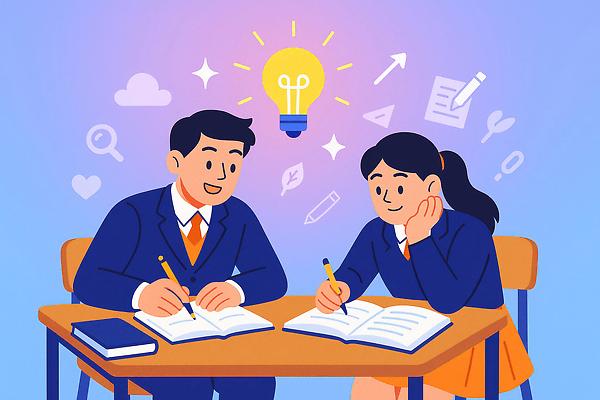 교육 가구 컨셉 학교 관계 문구용품 말하기 사무용품 파일형식 학생 학습 공책 의견 메모지 책상 대화 생각 교실 협력 교양 아이디어 동료 소통 질문 답변 집중 JPG 일러스트 국내일러스트