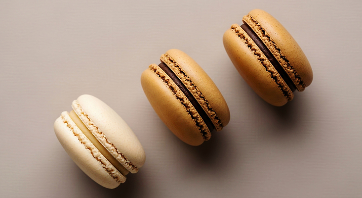 JPG 편집이미지 빵 컬러 디저트 갈색 과자 흰색 달콤 맛 균형 크림 제빵 마카롱 베이지색 편집실사 음식 컨셉 제과제빵 CG 파일형식