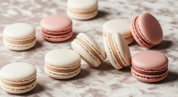 JPG 편집이미지 음식 분홍색 컬러 탁자 디저트 과자 촬영 흰색 달콤 제빵 마카롱 뷰티풀 편집실사 가구 제과제빵 맛 CG 파일형식