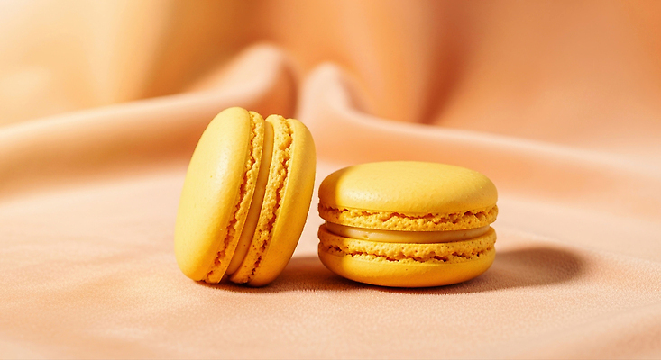 JPG 편집이미지 음식 컬러 백그라운드 탁자 디저트 노란색 과자 식사 프랑스 달콤 맛 부드러움 향 마카롱 편집실사 유럽 가구 컨셉 감각 CG 파일형식