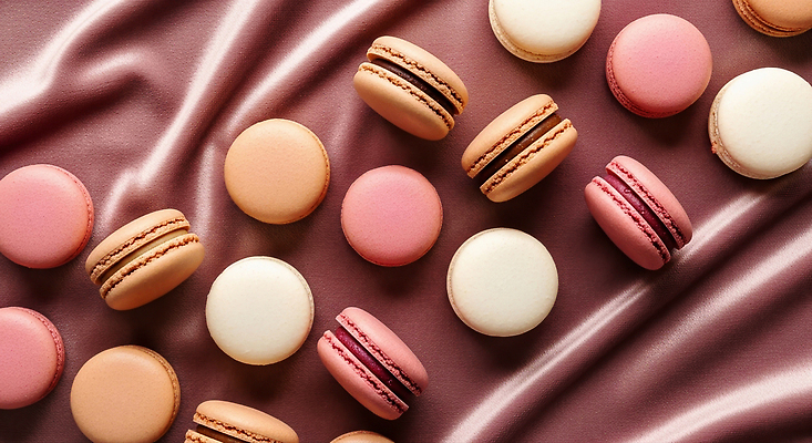 JPG 편집이미지 컬러 패턴 디저트 과자 달콤 맛 일렬 부드러움 섬유 마카롱 뷰티풀 색감 편집실사 음식 컨셉 무늬 직물 감각 CG 파일형식